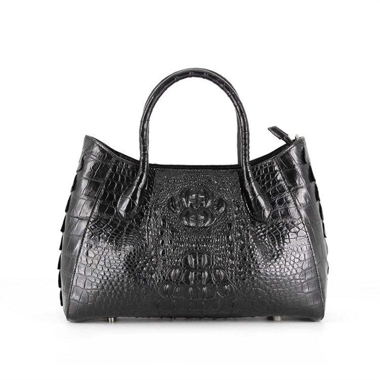Wholesale cheapest high quality private label elegance stylish bag crocodile embossed leather women bag black handbags
