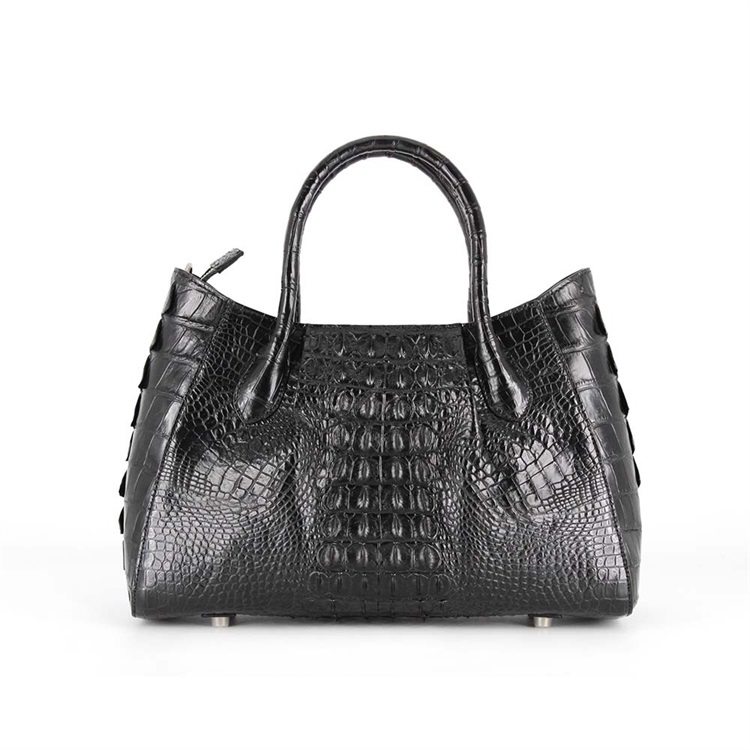 Wholesale cheapest high quality private label elegance stylish bag crocodile embossed leather women bag black handbags