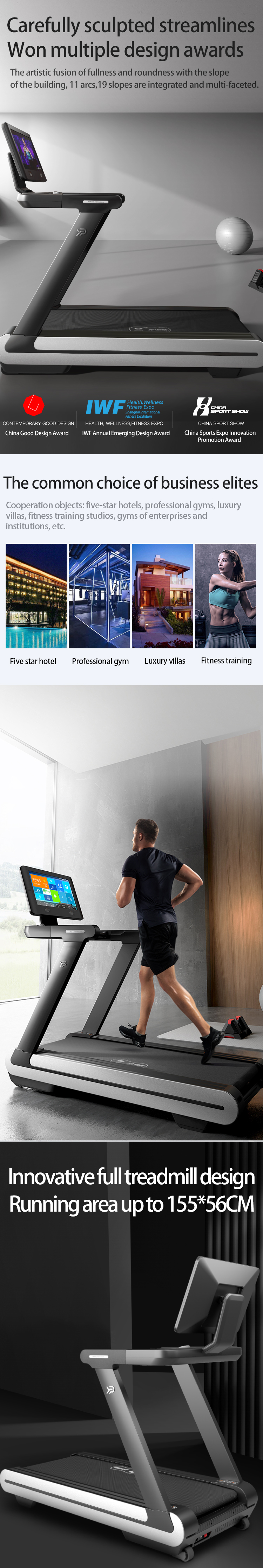 YPOO exercise sport big 18.5 inch screen treadmill machine incline semi commercial treadmill electric treadmill