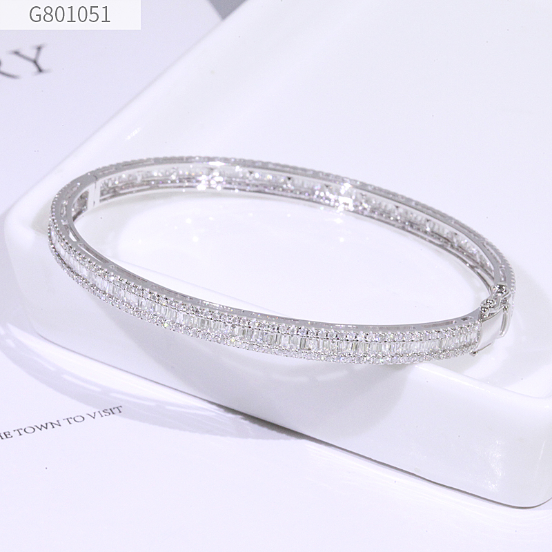 Fashion Women Dainty AU750 18K Real Solid Gold diamond Bangle Bracelet Jewelry