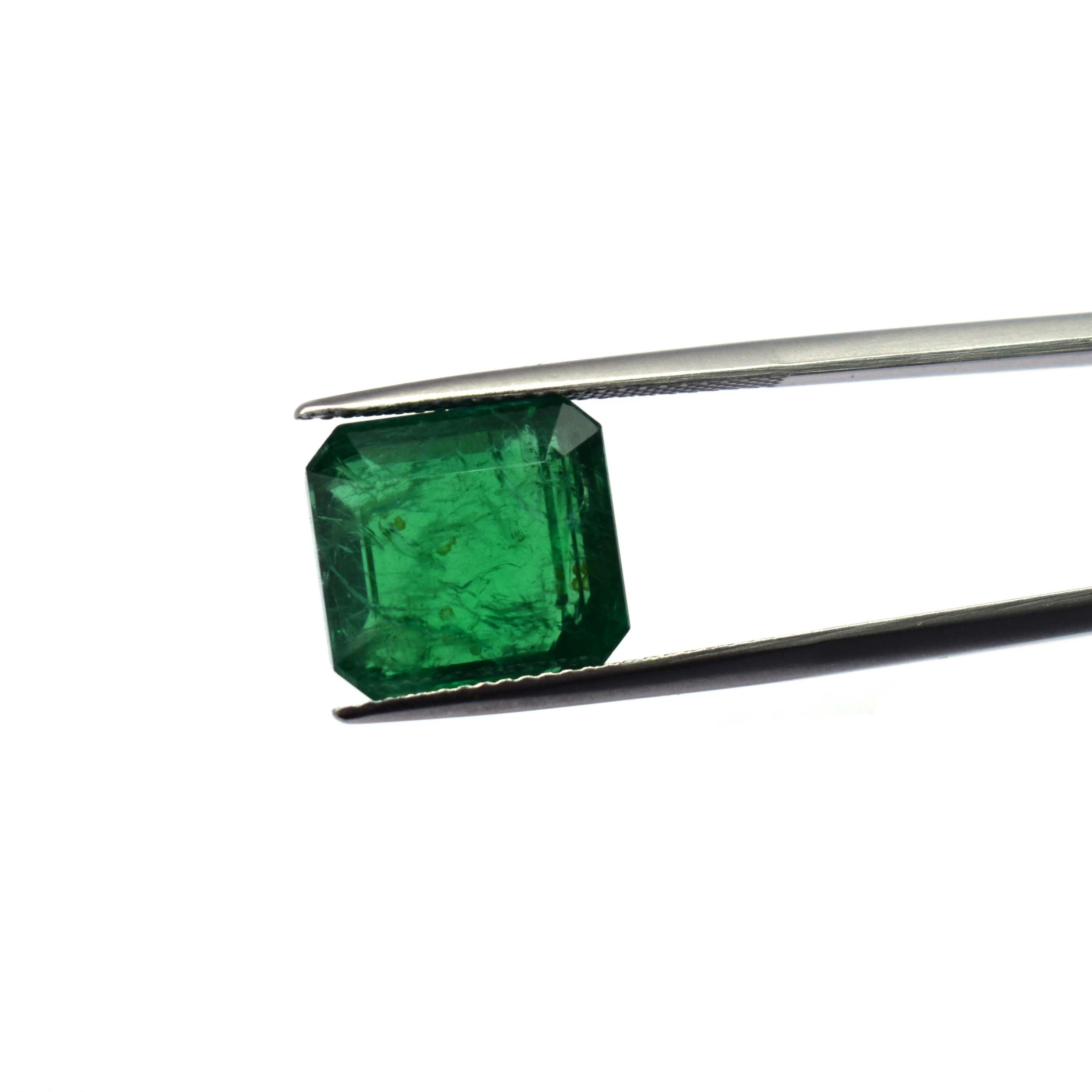 Certified Natural Zambian Green Emerald Octagon Faceted Precious Gemstone for Jewelry Making