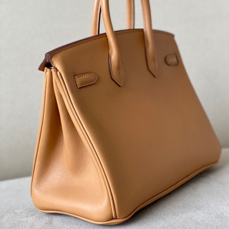 Togo Leather Handmade honey wax platinum bag imported calf leather lychee pattern Handbag lock women