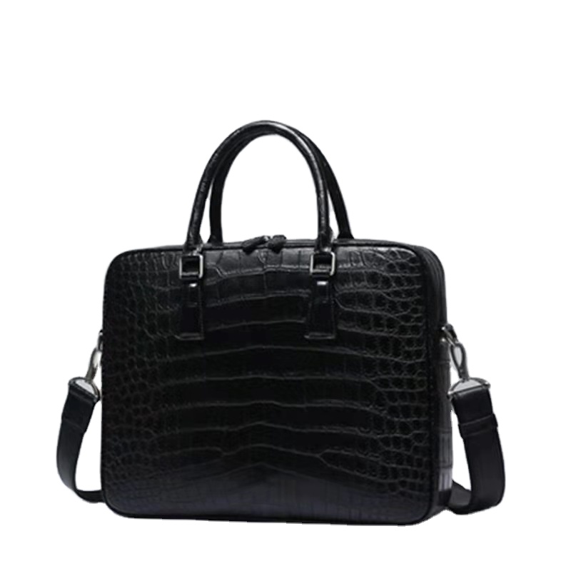 Luxury genuine crocodile leather handbag alligator belly skin laptop bag top quality business men's 