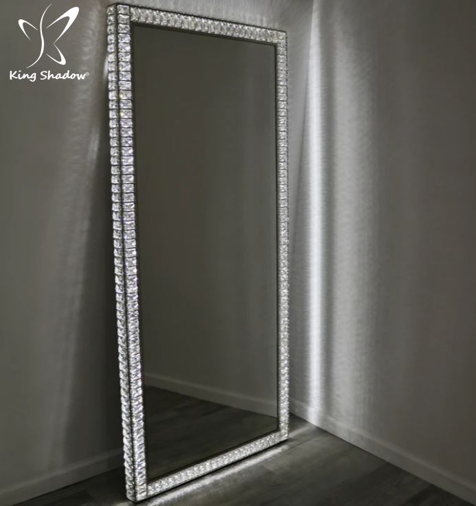 King shadow white hair salon station set diamond mirror for makeup
