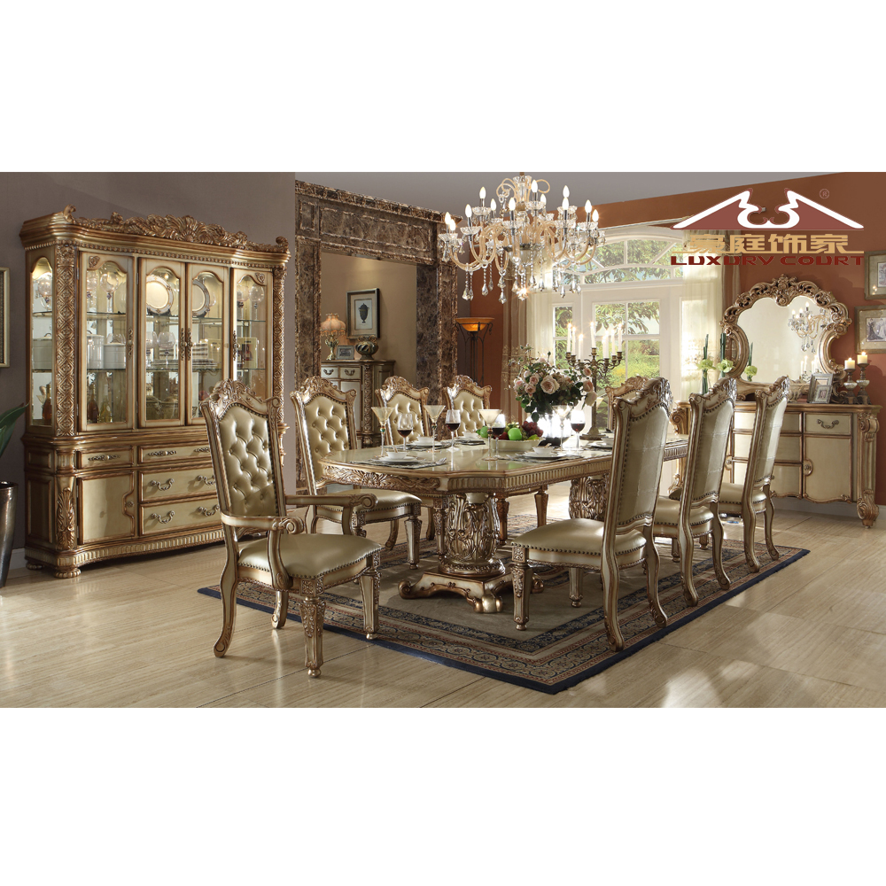 Dining table hand carved home furniture dining room chairs modern leather
