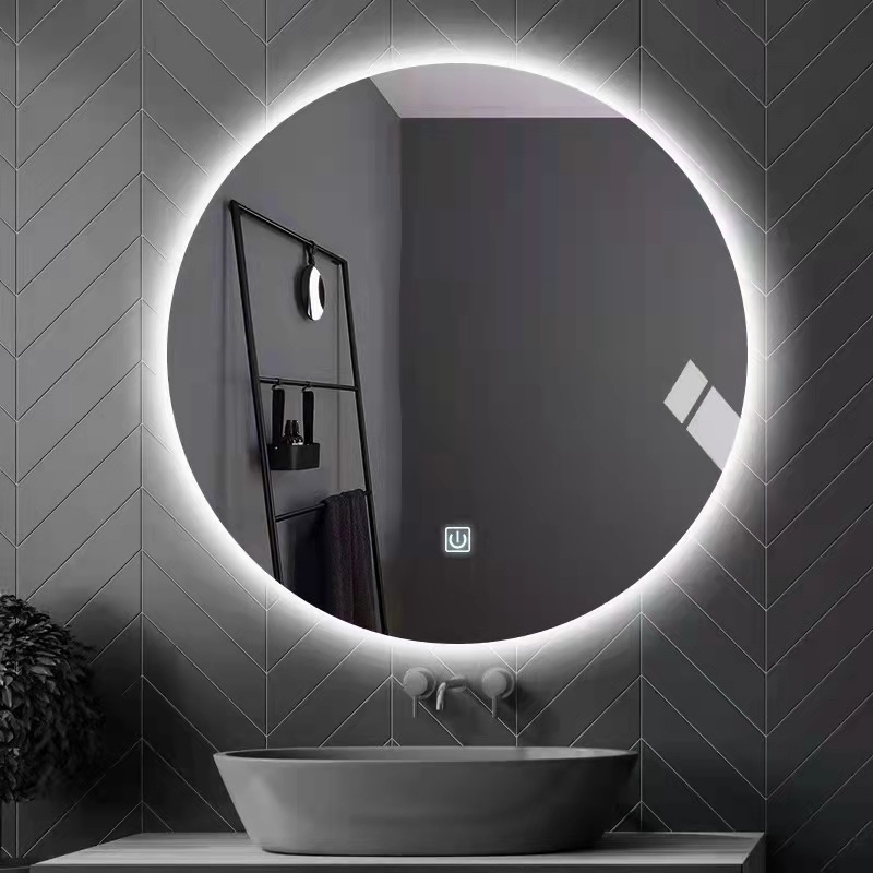 Home Furniture Round Wall Mirror Touch Backlit Smart Lighted Led Bathroom Mirror