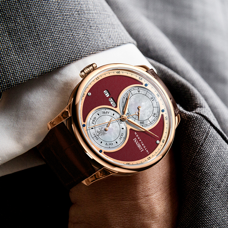 LOBINNI 18015 Minimalist Leather Watch For Men Unique Fashion Automatic Wrist Watches